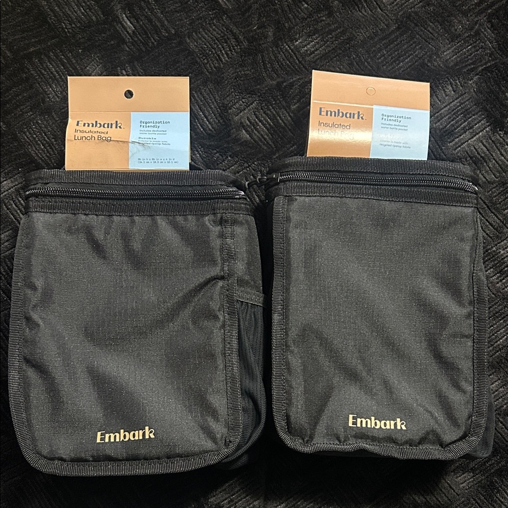NEW* Embark Black Insulated Lunch Bags(set of 2)